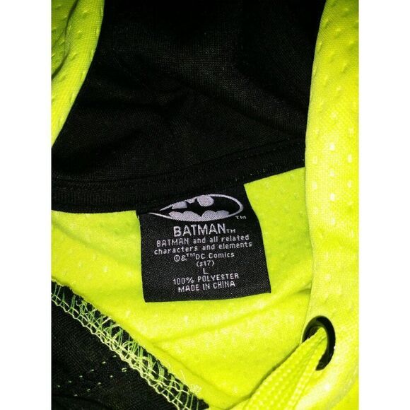 Batman DC Comics Thermal Fleece Hoodies Men‎ Sz L Acid Yellow Animation NWT - Picture 6 of 7